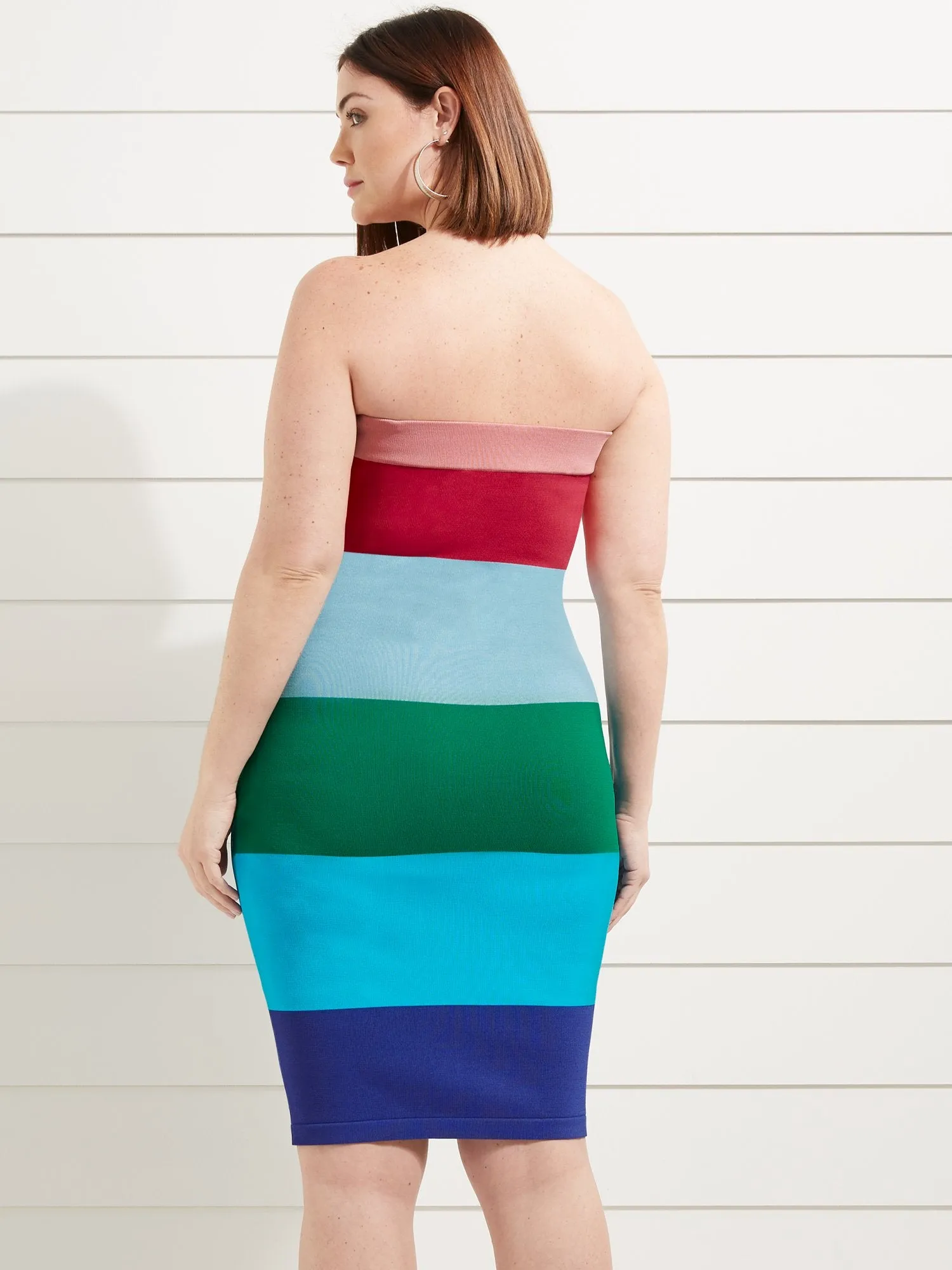 Striped Strapless Sweater Dress