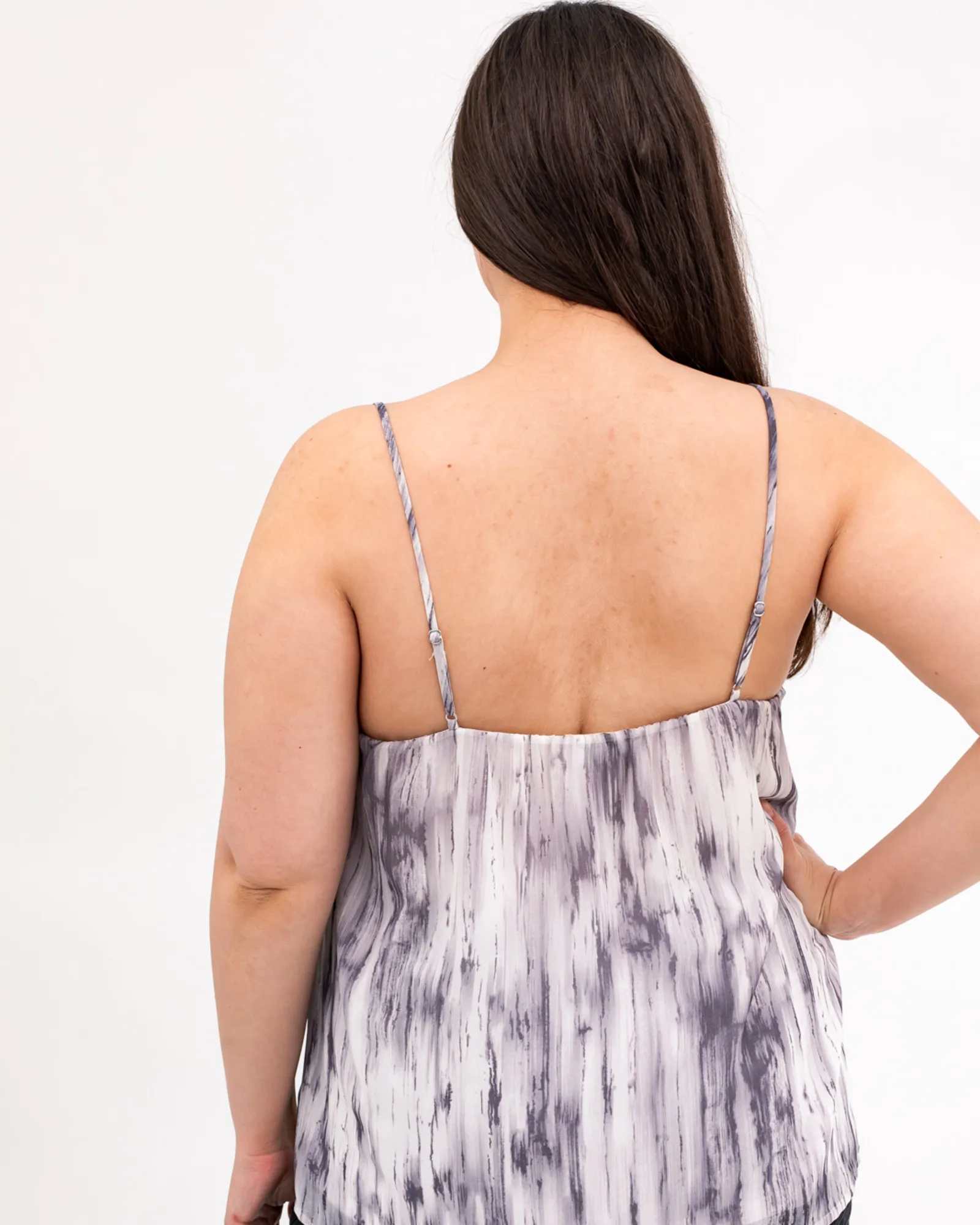 Susan Woven Cami | White / Charcoal Grey