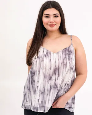 Susan Woven Cami | White / Charcoal Grey