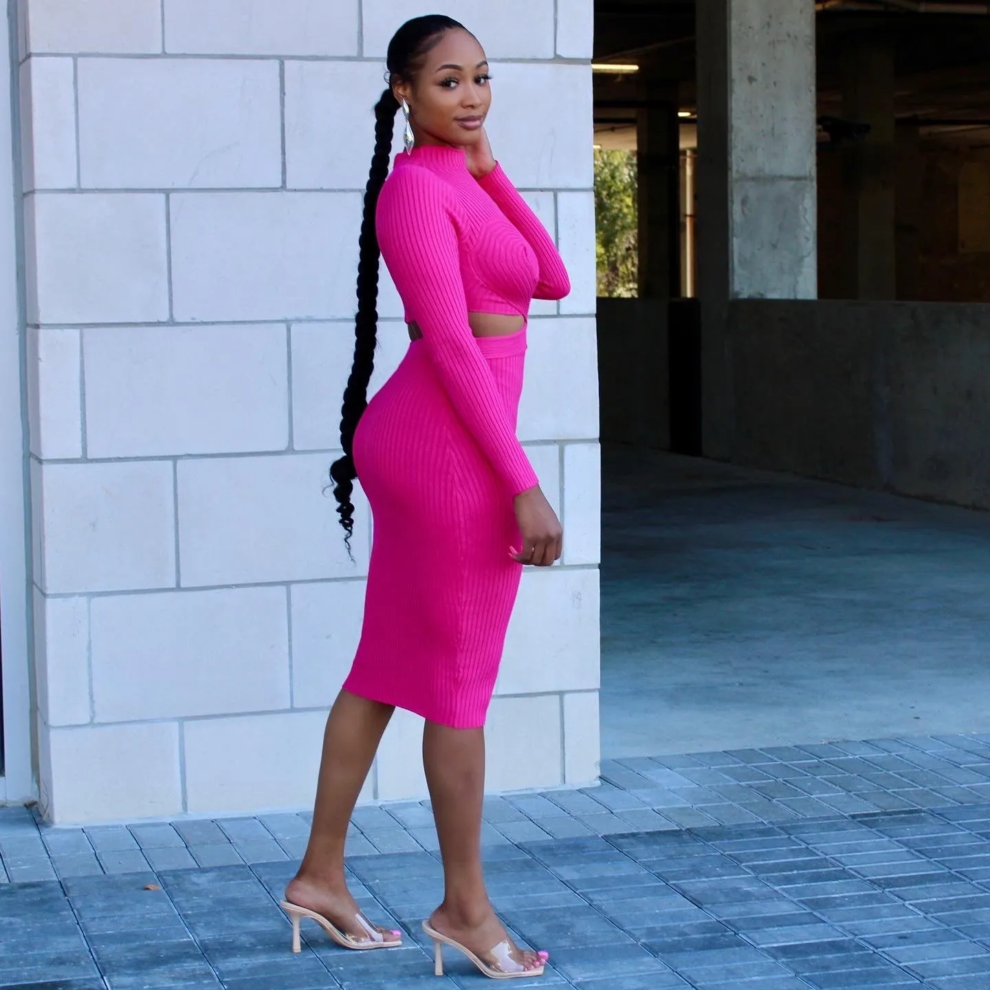Swirl Forever Knit Dress(fuchsia)