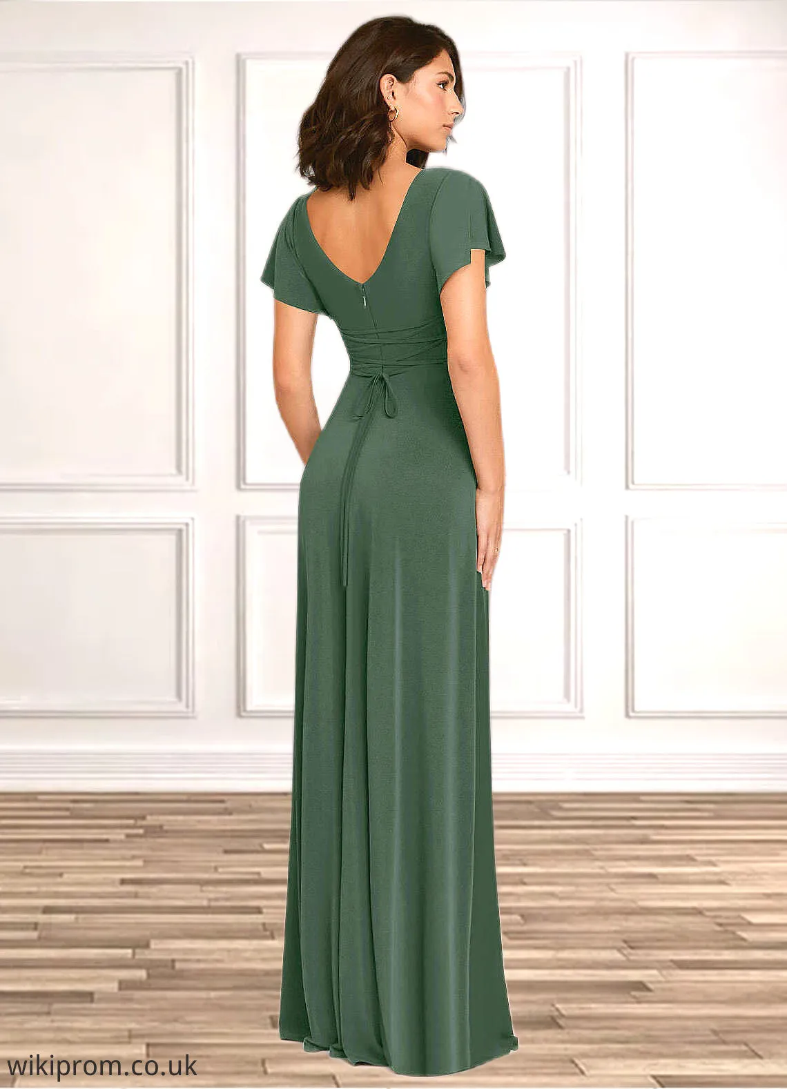 Sydney A-Line Corset Luxe Knit Floor-Length Dress Eucalyptus SWKP0022729