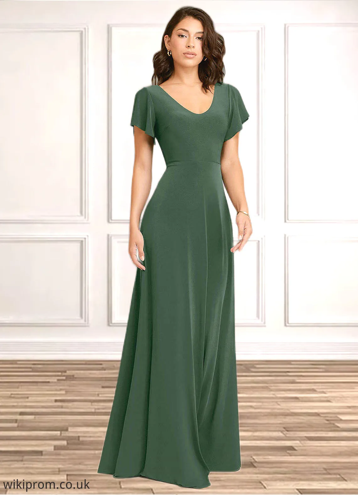 Sydney A-Line Corset Luxe Knit Floor-Length Dress Eucalyptus SWKP0022729