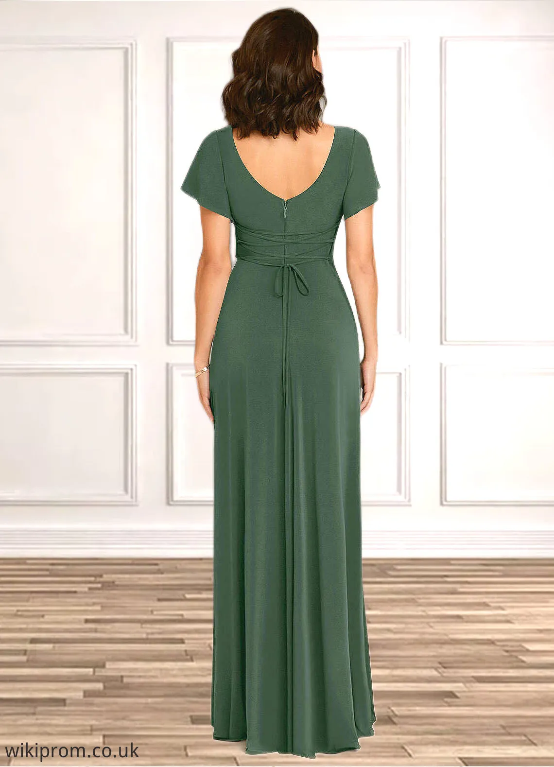 Sydney A-Line Corset Luxe Knit Floor-Length Dress Eucalyptus SWKP0022729
