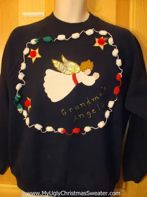 Tacky Cheap Christmas Sweatshirt GRANDMAS ANGEL