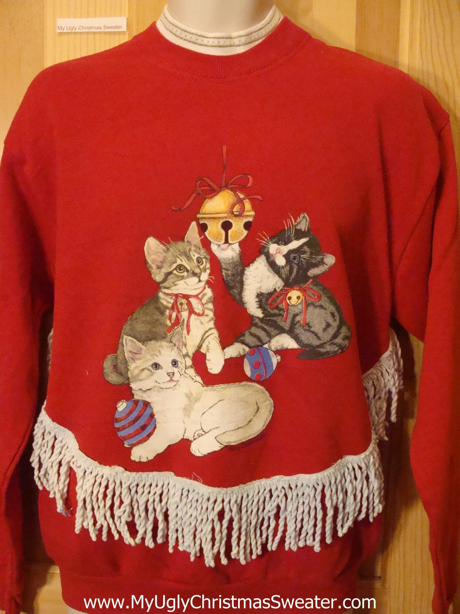Tacky Cheap Christmas Sweatshirt with Cats