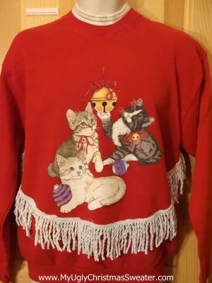 Tacky Cheap Christmas Sweatshirt with Cats