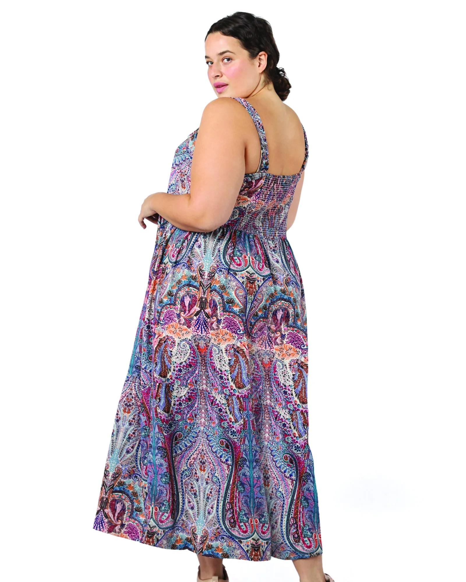 Thalia Tiered Maxi Dress | Brown / Red