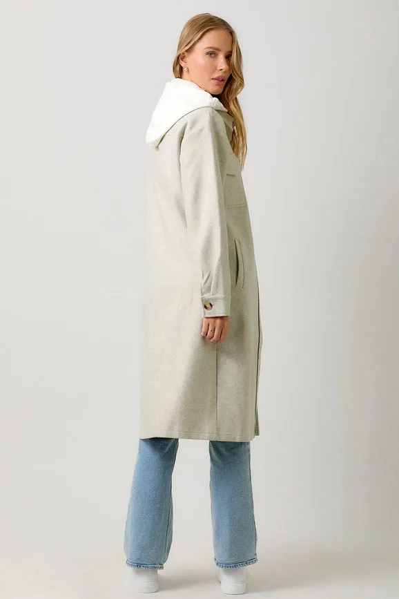 Twofer Hoodie Solid Coat Oatmeal