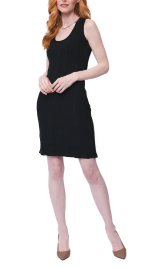 Vera Square-Detail Knit Sheath Dress - Black