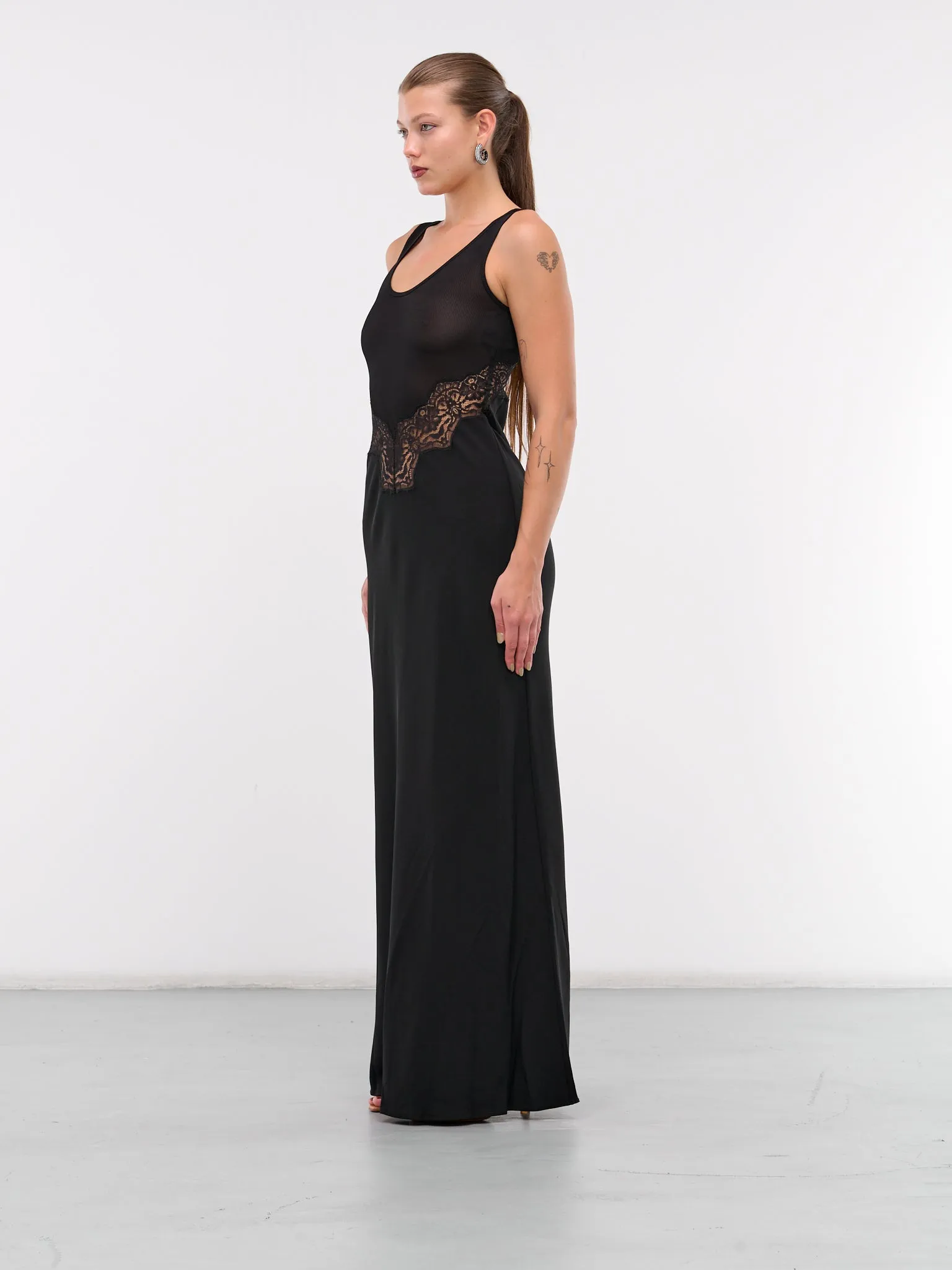 Verna Lace Tank Dress (24023263-BLACK)
