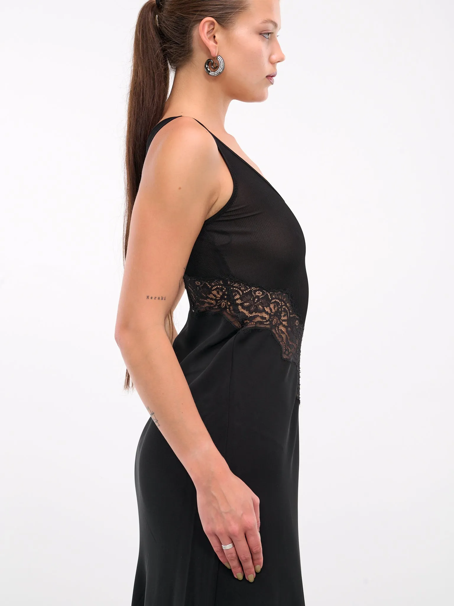 Verna Lace Tank Dress (24023263-BLACK)