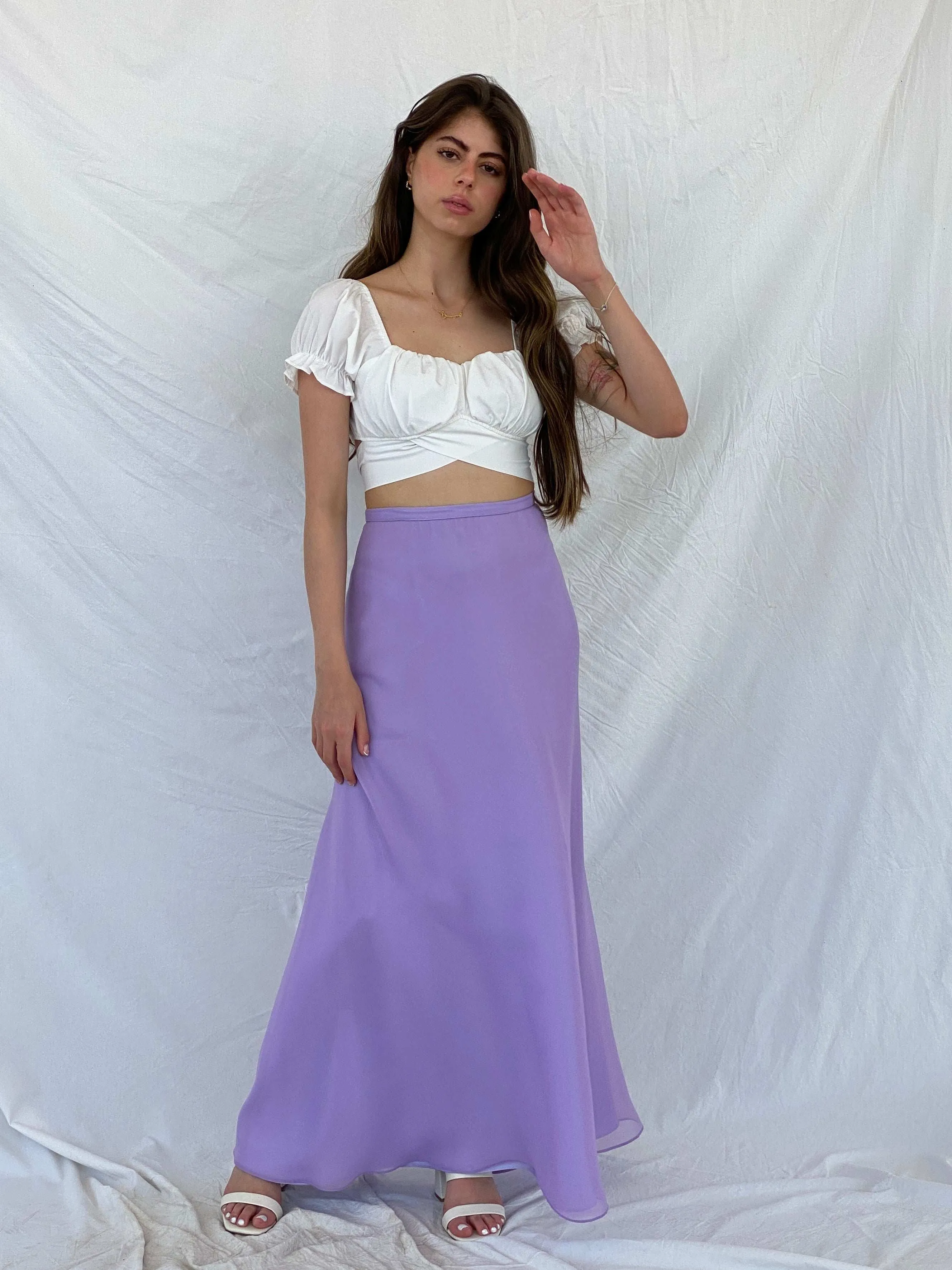 Vintage Cmor Abiye Lilac Maxi Skirt - S