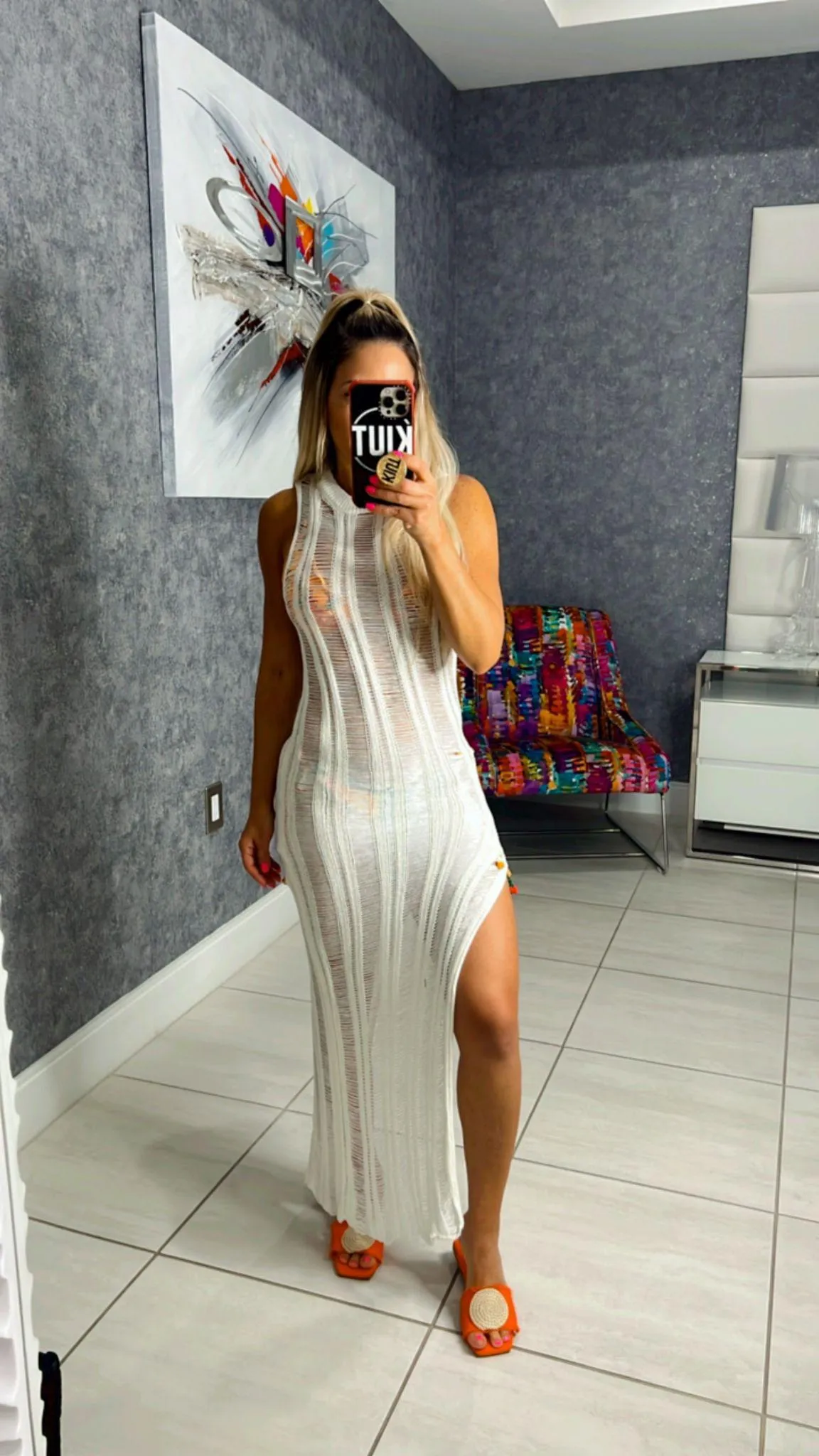W197 Elongated knit stitch dress