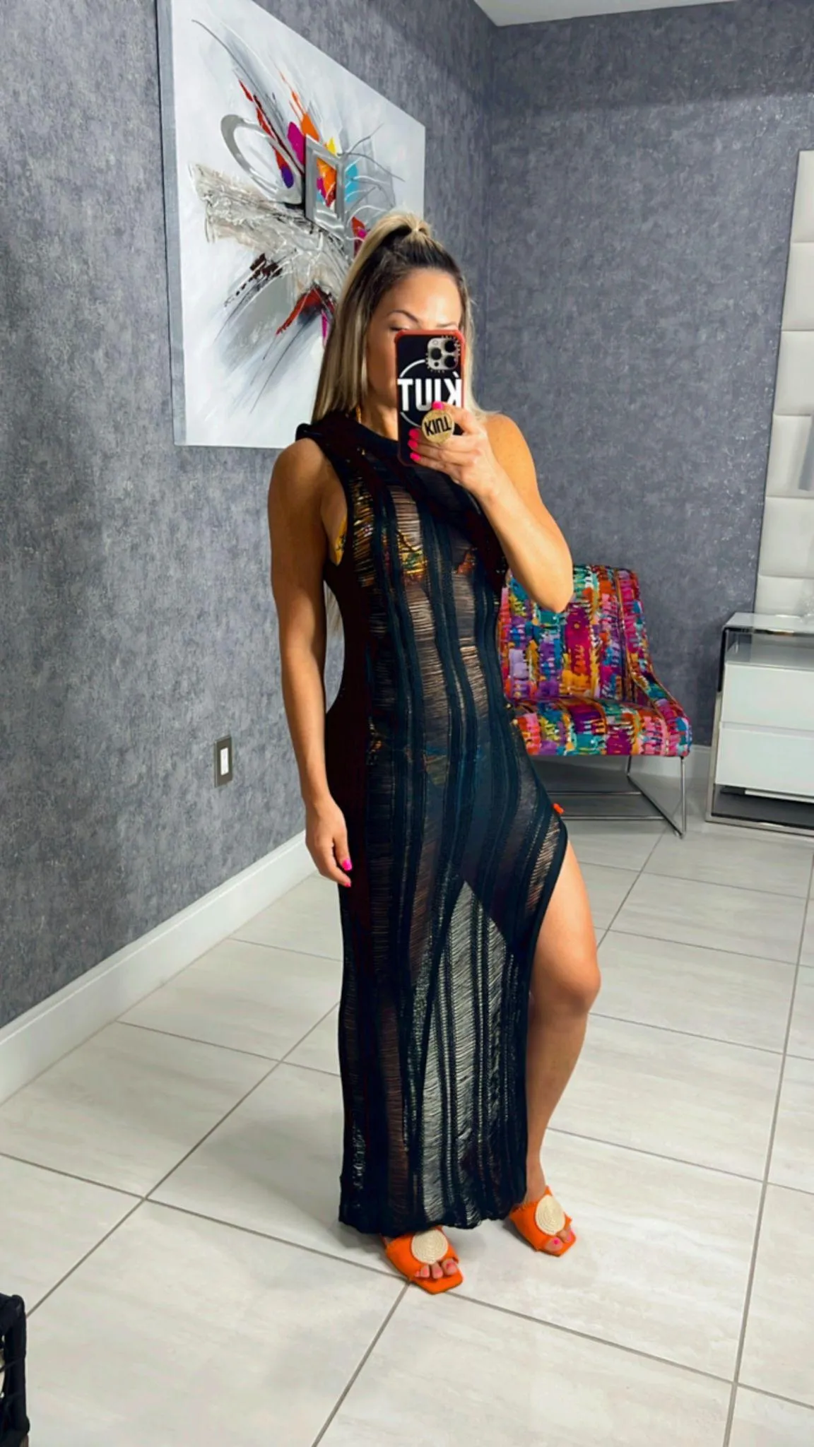 W197 Elongated knit stitch dress