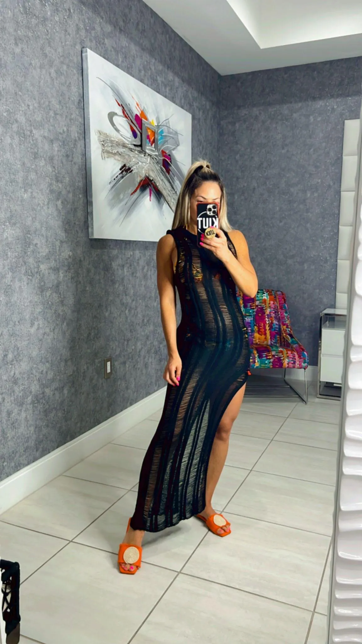 W197 Elongated knit stitch dress