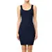 Womens- Basic Mini Ribbed Knit Scoop Neck Sleeveless Midi Body Con Dress