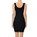 Womens- Basic Mini Ribbed Knit Scoop Neck Sleeveless Midi Body Con Dress