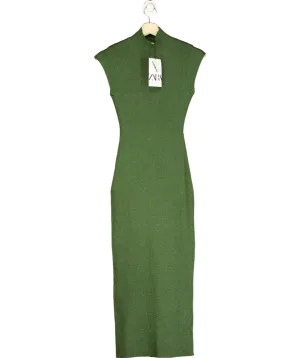 ZARA Green High-neck Knit Dress UK S
