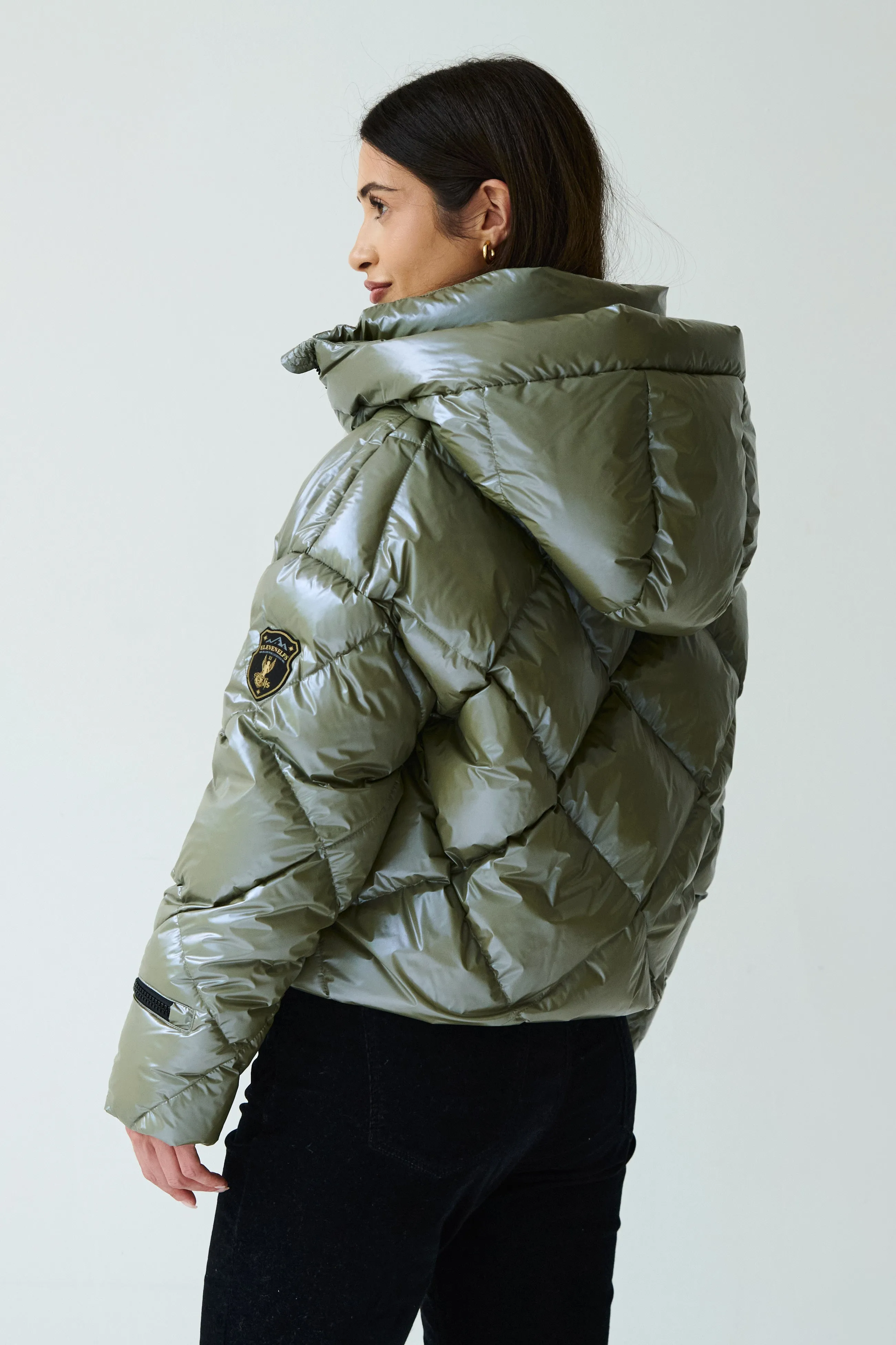 Zoe Down Bomber Jacket | Olive